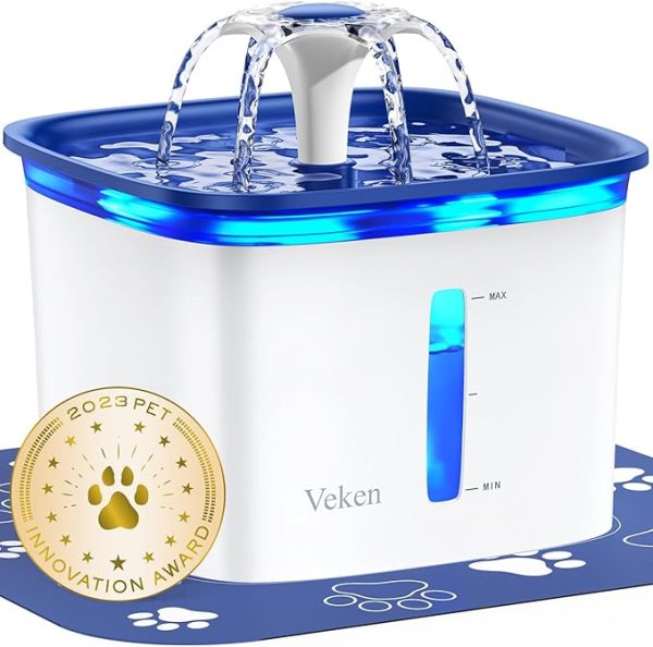 Veken 95oz 2.8L Pet Fountain, Automatic Cat Water Fountain Dog Water Dispenser with Replacement Filters for Cats, Dogs, Multiple Pets (Blue, Plastic) Cheap