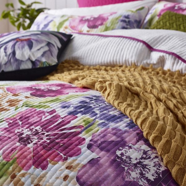 3 piece Zoey king bedspread floral pink purple vibrant summer quilted Online now