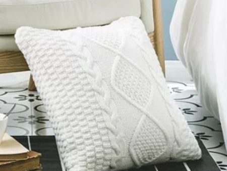 White cream cushion cover knitted crochet Sale