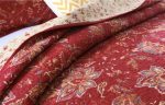 Sale 3 piece coverlet bedspread queen king reversible quilted burgundy red floral beige Hot on Sale