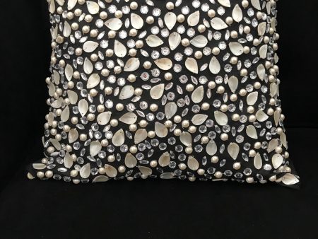 Shells and pearls black beaded  cushion Fashion