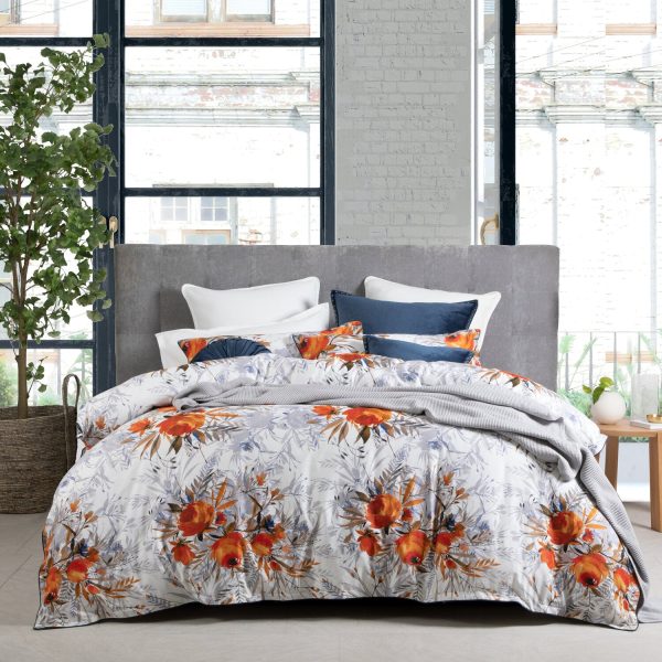 2023 Sale Adelaide sunset queen by private collection quilt cover set orange floral vibrant For Discount