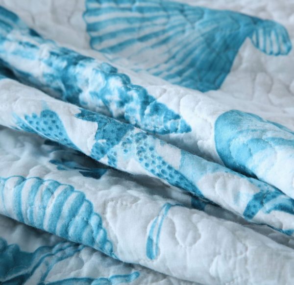 Sale 3 piece cotton bedspread coverlet blue nautical reversible vibrant colourful cultural inspired summer reversible Fashion