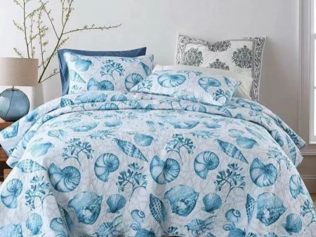 Sale 3 piece cotton bedspread coverlet blue nautical reversible vibrant colourful cultural inspired summer reversible Fashion