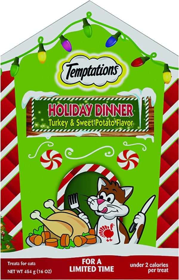 TEMPTATIONS Classic, Crunchy and Soft Cat Treats, Holiday Dinner Turkey and Sweet Potato Flavor Hot on Sale