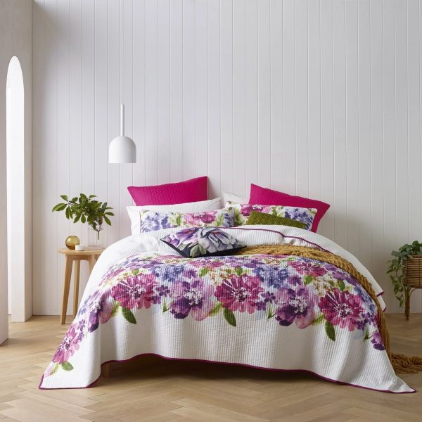 3 piece Zoey king bedspread floral pink purple vibrant summer quilted Online now