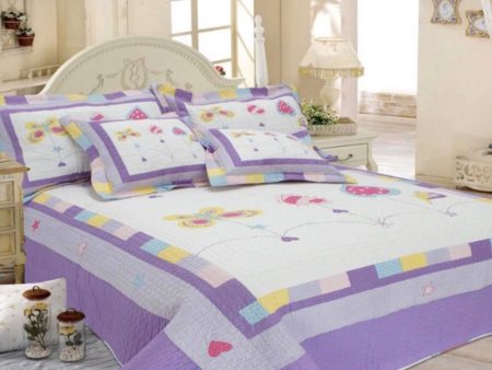 single   king single  cotton bedspread butterfly purple Online