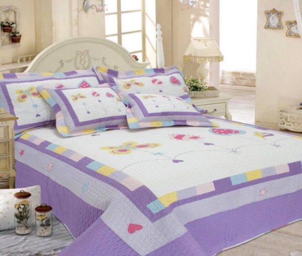 single   king single  cotton bedspread butterfly purple Online