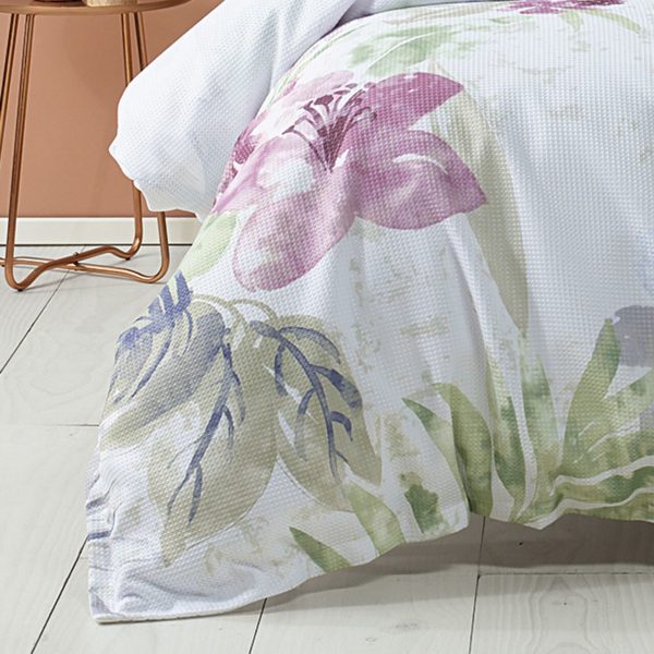 Zaylee quilt cover set floral summer white vibrant double Cheap