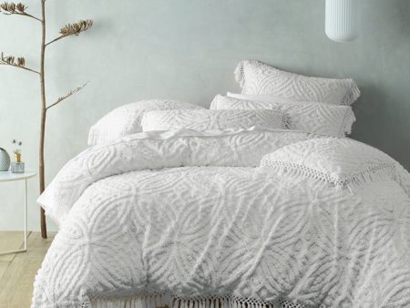 6 PIECE SAVANNAH QUILT COVER SET CHENILLE COTTON BIANCA WHITE QUILT COVER TASSEL BRIDAL Online Hot Sale