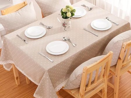 6-8 seater table cover linen cotton lace blend daisy print For Discount