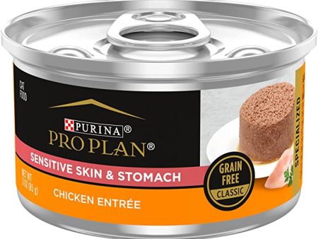 Purina Pro Plan Sensitive Skin and Sensitive Stomach Cat Food Wet Pate, Grain Free Chicken Entree For Discount