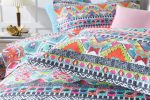 Sale 3 piece cotton bedspread coverlet  colour Moroccan vibrant colourful cultural inspired summer reversible For Discount