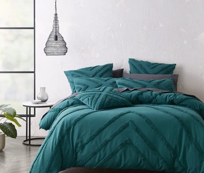 5 piece Bianca teal chenille cotton   Queen Haven Chenille Quilt cover european teal on Sale