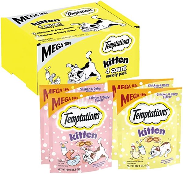 Temptations Kitten Treats, Chicken & Dairy and Salmon & Dairy Online Hot Sale