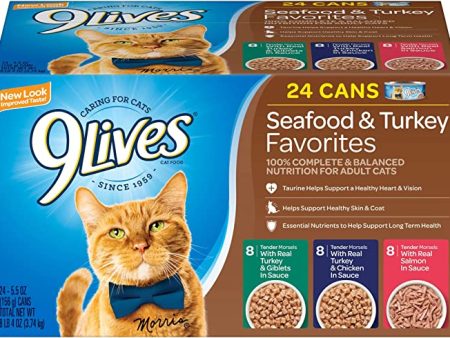 9Lives Seafood & Turkey Favorites Wet Cat Food Variety Online Hot Sale