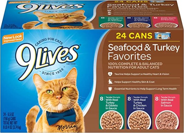 9Lives Seafood & Turkey Favorites Wet Cat Food Variety Online Hot Sale