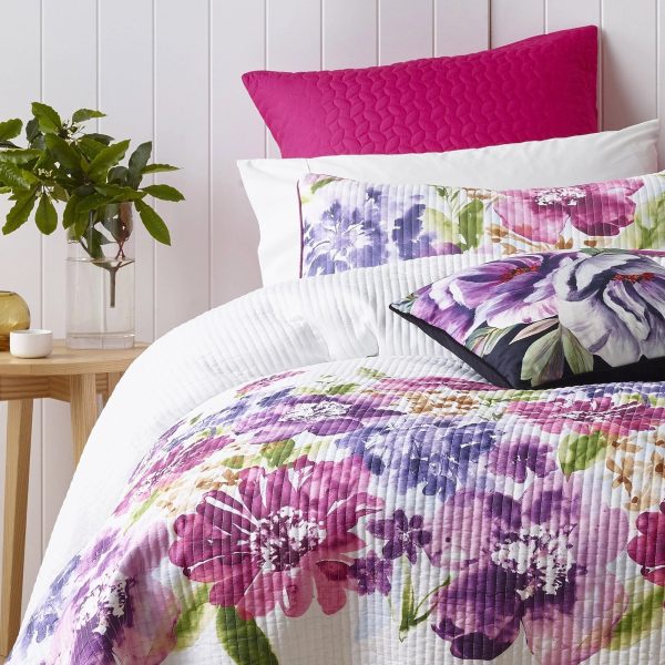 3 piece Zoey king bedspread floral pink purple vibrant summer quilted Online now