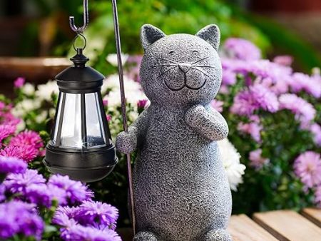 Qeeman Solar Garden Statue Cat Figurine Sale