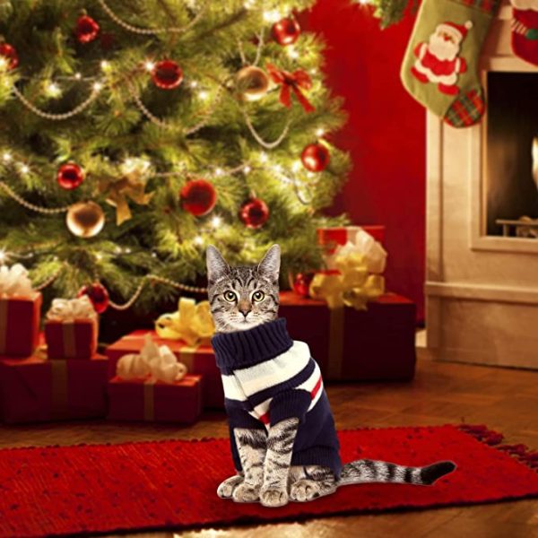 Rypet 2 Packs Striped Cat Sweater Sale