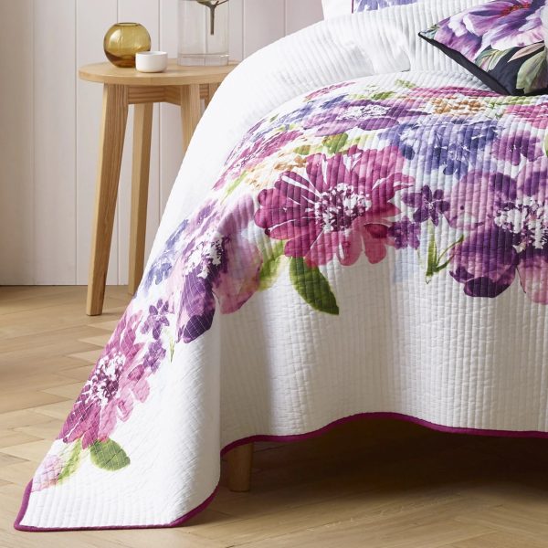 Single  2 piece set Zoey bedspread floral pink purple vibrant summer quilted Fashion