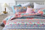 Sale 3 piece cotton bedspread coverlet  colour Moroccan vibrant colourful cultural inspired summer reversible For Discount