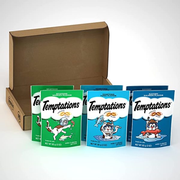 TEMPTATIONS Classic Crunchy and Soft Cat Treats Seafood Lovers Variety Pack Discount