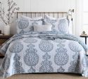 Sale 3 piece  blue bedspread coverlet cotton queen king provincial blue white classical vintage reversible Hot on Sale