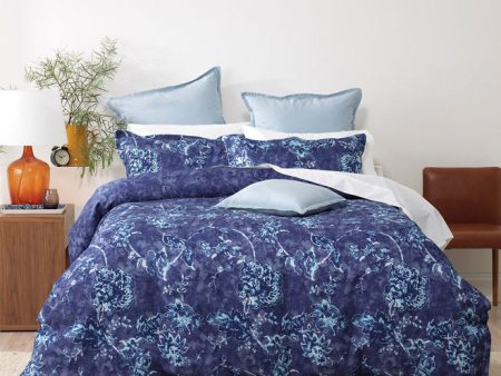 3 piece quilt cover set Canterbury Bianca navy blue  super king Cheap