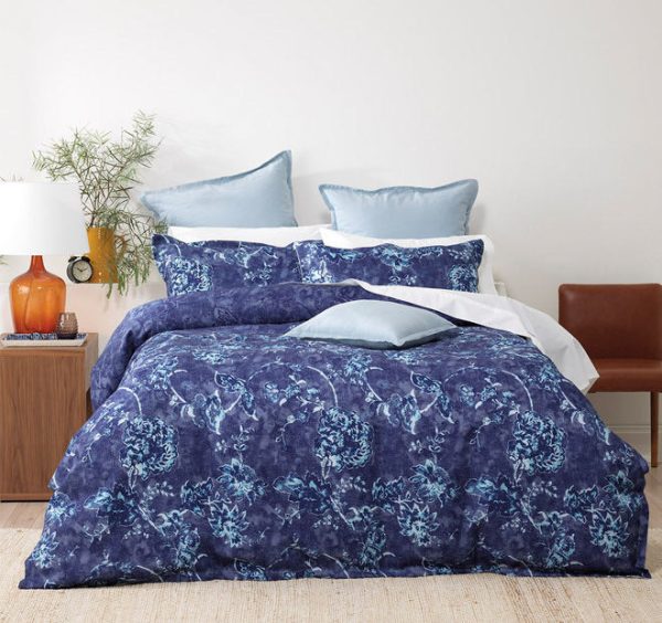 3 piece quilt cover set Canterbury Bianca navy blue  super king Cheap