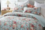 Sale Cotton bedspread coverlet king queen summer floral  the green blue vintage oranges peach garden Online