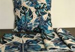 Unique table runner blue tropical New table bed  runner indoor gorgeous blue navy tropical leaf large unique item cotton linen Online