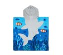 SHELDON SHARK HOODED BEACH TOWEL NAVY BLUE SEA ANIMAL BOY For Discount