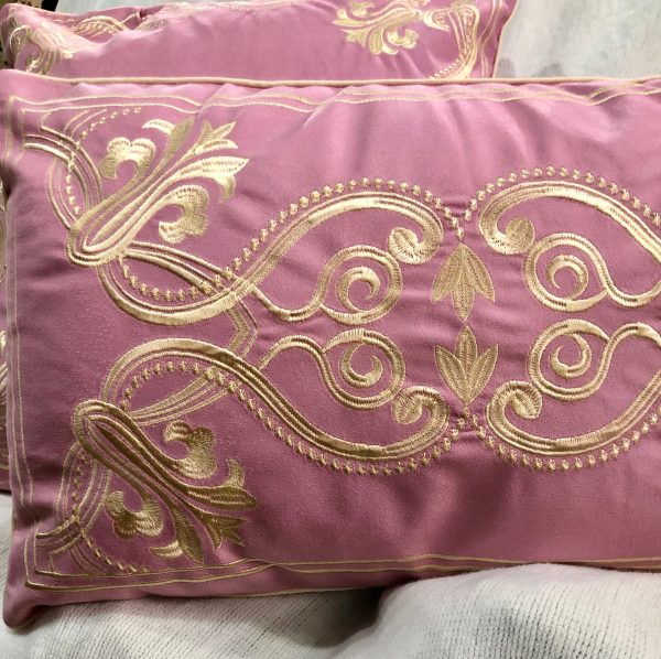 Set of embroidered gold cushion covers elegant red, royal blue, black , green, white Online Hot Sale