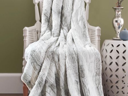 super soft luxury elegant large faux fur throw blanket grey cream reversible Fashion