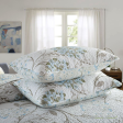 Sale 3 piece bedspread coverlet cotton queen king blossom blue beige Online Hot Sale