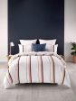 Sol peach cotton quilt cover by linen house white navy peach queen Hot on Sale