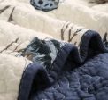 3 piece  blue bedspread coverlet cotton queen king provincial blue navy  beige nautical shell coral reversible Online now