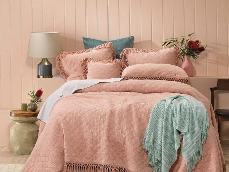 100% cotton Bianca kiera blush bedspread pink  piece set single  king single  double on Sale